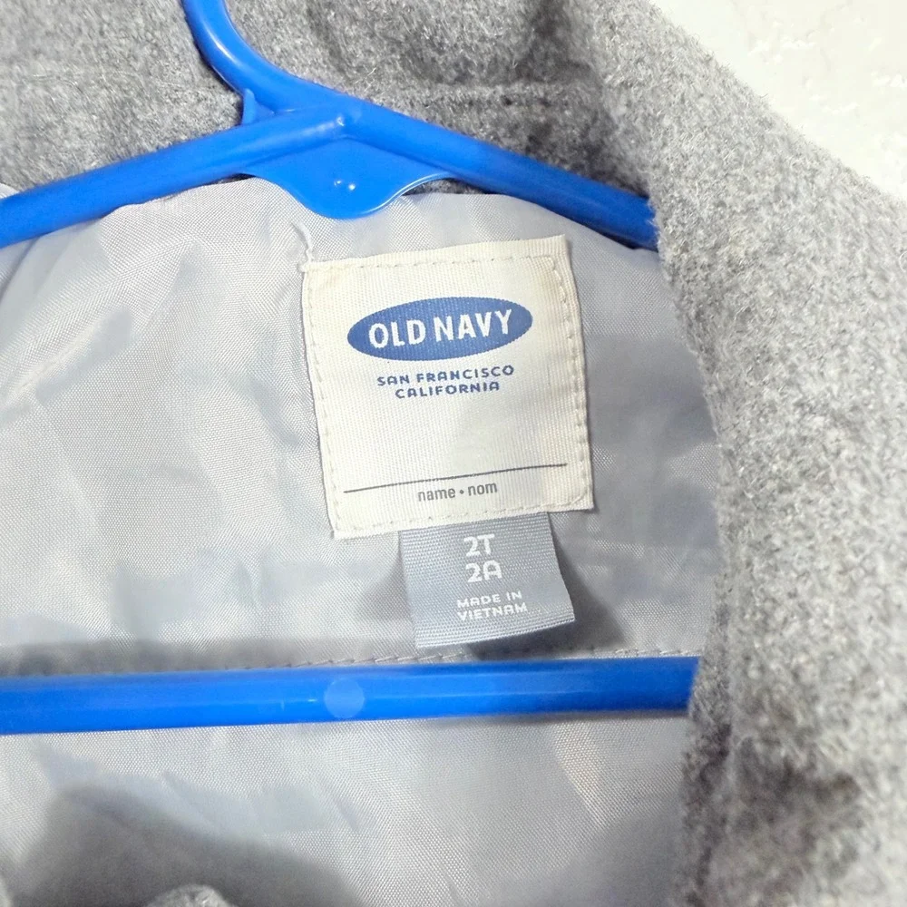 Old Navy Girls Gray Wool Blend Double Breasted Pea Coat Jacket Size 2T